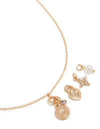 Gold Diamante Star & Heart Charm Necklace - link has visual effect only