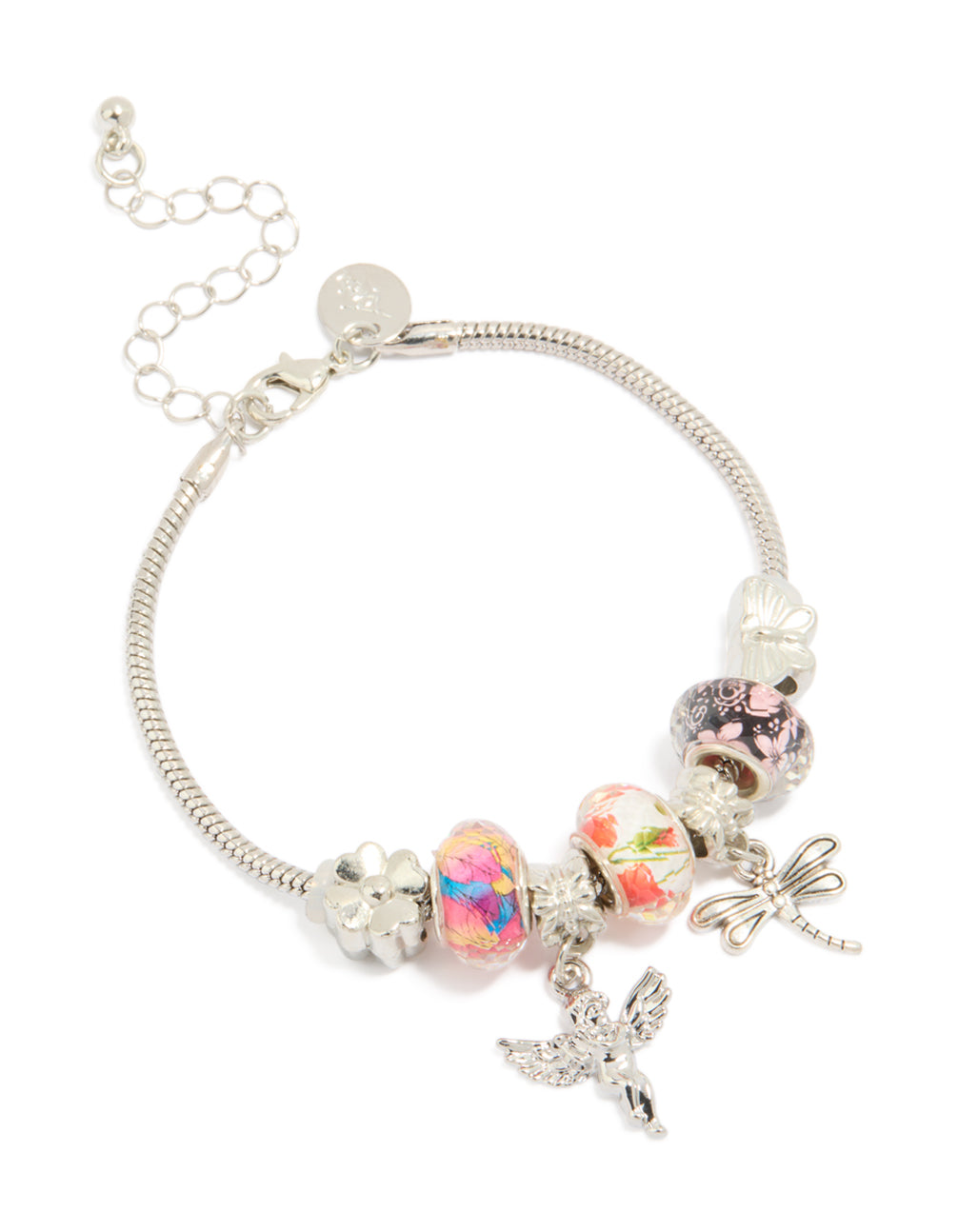 Silver Angel &  Dragonfly Charm Bracelet