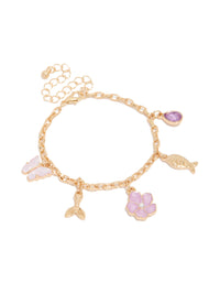 Gold Evil Eye & Shell Charm Bracelet - link has visual effect only