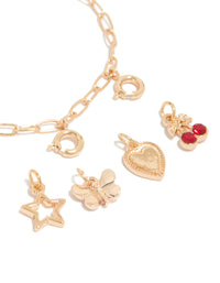 Gold Cherry & Star Charm Bracelet - link has visual effect only