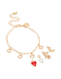 Gold Rabbit &  Moon Charm Bracelet - link has visual effect only