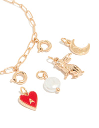 Gold Rabbit &  Moon Charm Bracelet - link has visual effect only