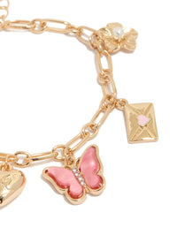 Gold Envelope & Butterfly Charm Bracelet - link has visual effect only
