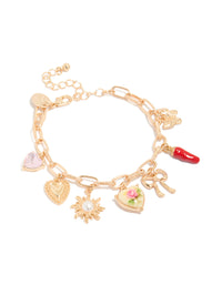 Gold Pearl Heart Charm Bracelet - link has visual effect only