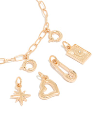 Gold Heart Star & Moon Charm Bracelet - link has visual effect only