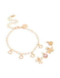 Gold Cherub & Floral Charms Bracelet - link has visual effect only