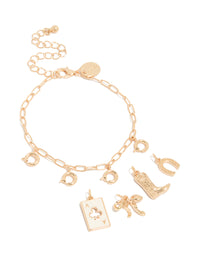 Gold Western Charm Bracelet - link has visual effect only