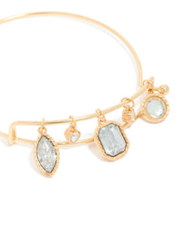 Gold Multi-Shaped Diamante Charms Bangle - link has visual effect only