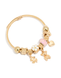 Gold Bear & Clover Charm Bracelet - link has visual effect only