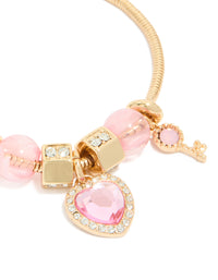 Gold Heart & Key Charm Bracelet - link has visual effect only
