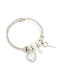Silver Heart & Key Charm Bracelet - link has visual effect only
