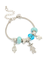 Silver Bear & Leaf Charm Bracelet - link has visual effect only