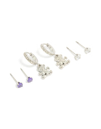 Tweens Stainless Steel Cubic Zirconia Bear Stacker Earrings 3-Pack - link has visual effect only