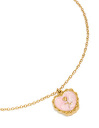 Tweens Gold Plated Stainless Steel Enamel Flower Heart Necklace - link has visual effect only
