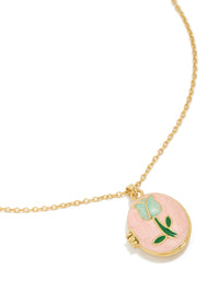 Tweens Gold Plated Stainless Steel Blue Enamel Tulip Locket Necklace - link has visual effect only