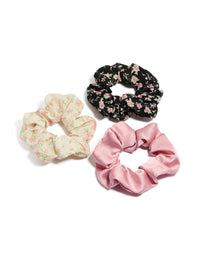 Tweens Pink & Cream Floral Scrunchies 3-Pack - link has visual effect only