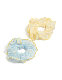 Tweens Yellow & Blue Daisy Striped Scrunchies 2-Pack - link has visual effect only