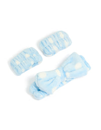 Tweens Blue White Spotted Wristband & Headband Set - link has visual effect only