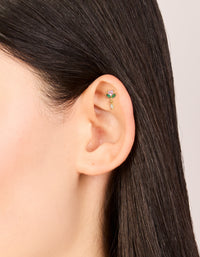 Gold Plated Surgical Steel Pink Cubic Zirconia Rose Drop Single Flat Back Stud - link has visual effect only
