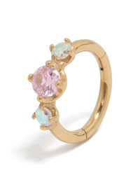 Gold Plated Surgical Steel Multi Cubic Zirconia Circle Clicker Ring - link has visual effect only
