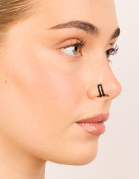 Black Coated Surgical Steel Double Hinged & Plain Nose Rings Pack - link has visual effect only
