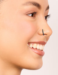 Black Coated Surgical Steel Cubic Zirconia Hinged Nose Rings Pack - link has visual effect only