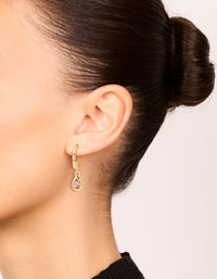 Gold Blue & Pink Diamante Huggie Earrings 3-Pack - link has visual effect only