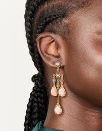 Gold Pink Diamantes Irregular Long Drop Earrings - link has visual effect only