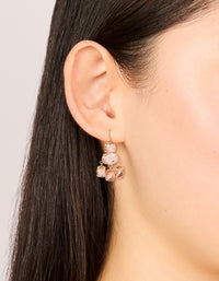 Gold Peach Stone Hook Drop Earrings - link has visual effect only