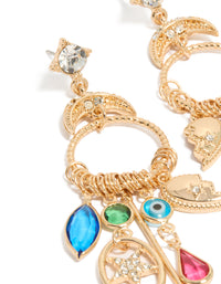 Gold Moon & Circle Charm Drop Earrings - link has visual effect only