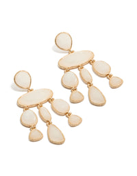 Gold Cream Marble Stones Drop Earrings - link has visual effect only