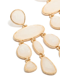 Gold Cream Marble Stones Drop Earrings - link has visual effect only