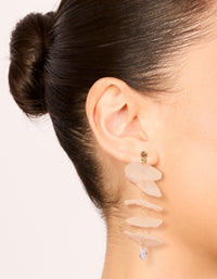 Pink Fabric Round Layered Drop Earrings - link has visual effect only