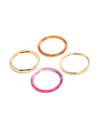 Gold Brown & Dark Pink Acrylic Bangles 4-Pack - link has visual effect only