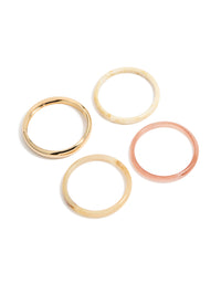 Showcasing gold and pink acrylic bangles in a 4-pack set front view - link has visual effect only