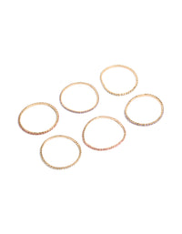 Gold Pink & Pink Diamante Stretch Bracelets 6-Pack - link has visual effect only