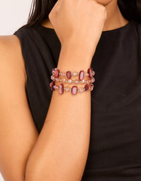 Pink Beaded Stretch Bracelets 3-Pack - link has visual effect only