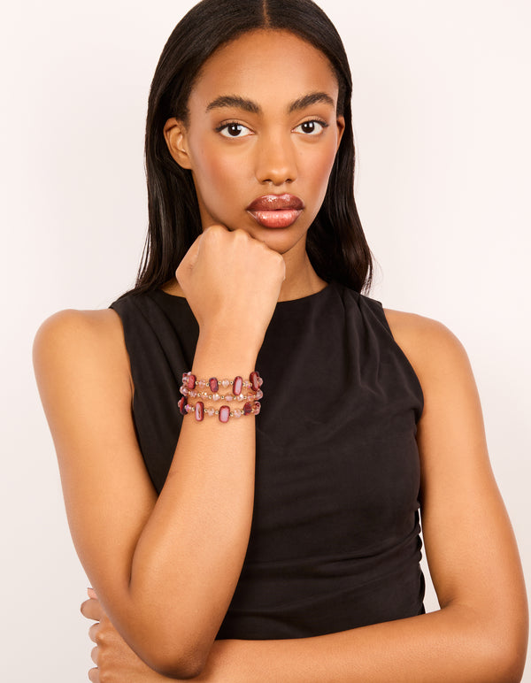 Pink Beaded Stretch Bracelets 3-Pack