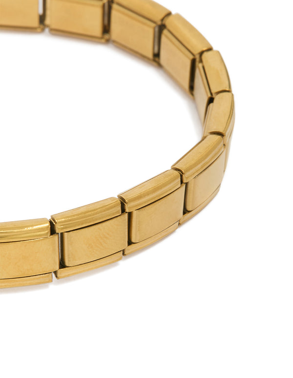 Mens Waterproof Gold Plated Stainless Steel Stretch Link Chain Bracelet