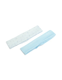 Showcasing floral and striped stretch headbands pack in light blue, white, and powder blue front view - link has visual effect only