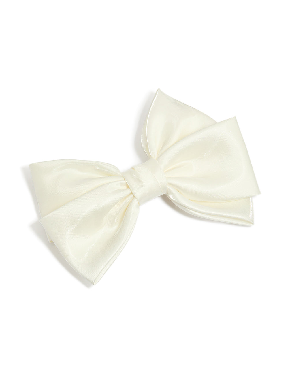 Featuring a bow solid ivory statement clip front view