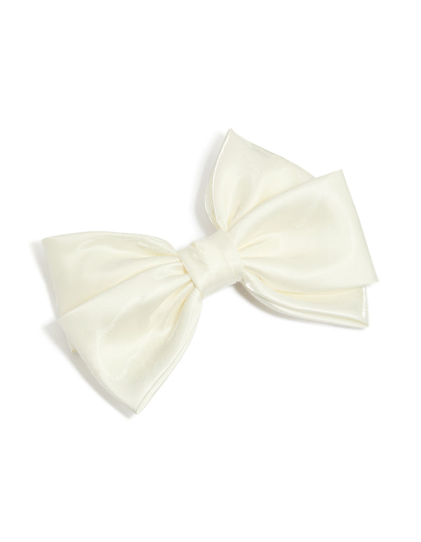 White Shiny Statement Bow Clip