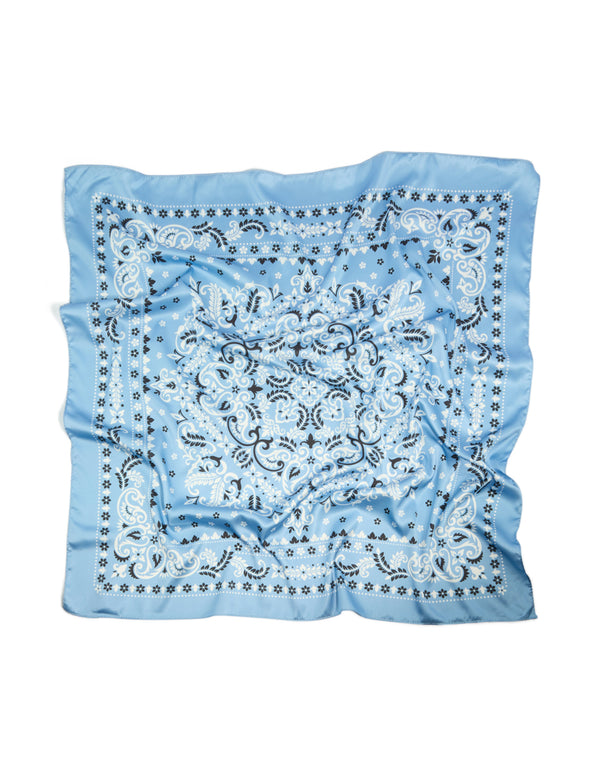 Pale Blue Printed Floral Paisley Fabric Scarf