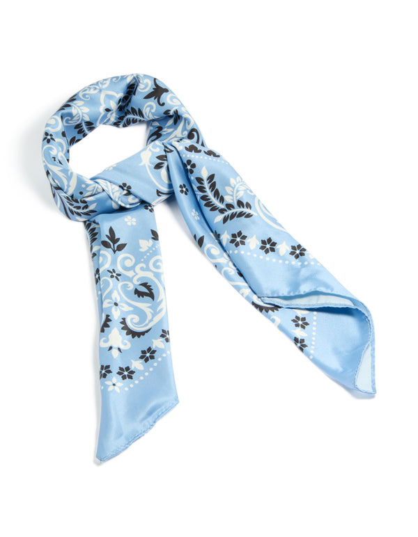 Pale Blue Printed Floral Paisley Fabric Scarf