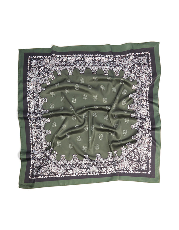 Olive Green Deco Paisley Fabric Scarf