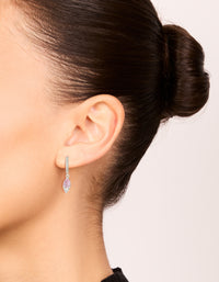 Silver Plated Cubic Zirconia Pink Huggie Drop Earrings - link has visual effect only