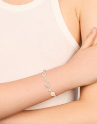 Silver Plated Pink Cubic Zirconia Triple Bezel Toggle Bracelet - link has visual effect only