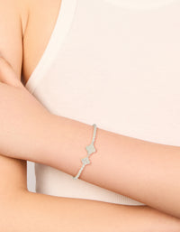 Silver Plated Cubic Zirconia Double Flower Toggle Bracelet - link has visual effect only
