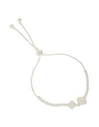 Silver Plated Cubic Zirconia Double Flower Toggle Bracelet - link has visual effect only