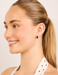 Waterproof Black Coated Stainless Steel Chunky Huggie Earrings - link has visual effect only